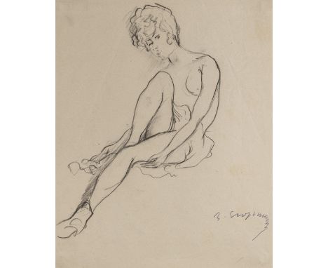 RUDOLF GROSSMANN (1882 - 1941, Freiburg im Breisgau) SitzendeBleistift auf dünnem Velin. Um 1920.26,4 x 21,4 cm.Unten rechts 