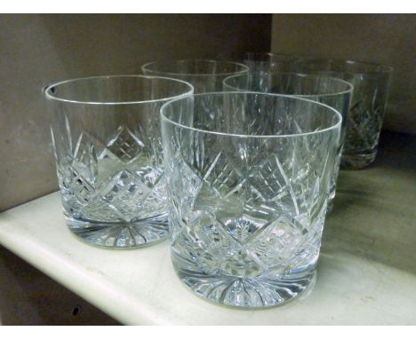 A set of six cut crystal whisky tumblers       OS6