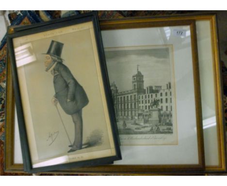 Pictures and prints: to include a Vanity Fair Spy print 'Statesmen'  14'' x 8'' in an ebonised frame        HSR