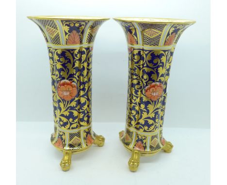 A pair of Copeland Spode vases, a/f, one restored, one cracked 