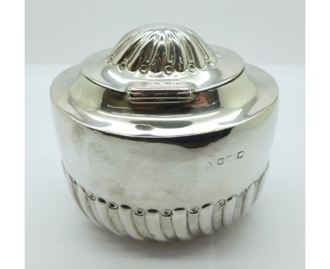 A silver tea caddy, c.1900, mark worn, 125g, a/f 