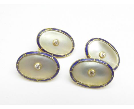 A pair of 18ct gold and diamond cufflinks, 9.1g 