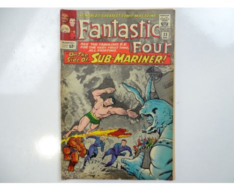 FANTASTIC FOUR #33 - (1964 - MARVEL - UK Cover Price) - First appearance of Attuma + Sub-Mariner appearance - Jack Kirby cove