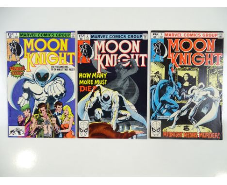 MOON KNIGHT #1, 2, 3 (3 in Lot) - (1980/81 - MARVEL - UK Price Variant) - Moon Knight's origin + First appearance of Raoul Bu