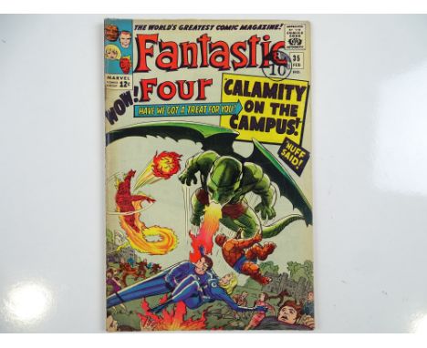 FANTASTIC FOUR #35 - (1965 - MARVEL - UK Cover Price) - First appearance of Dragon Man + Second appearance of Diablo + Reed R