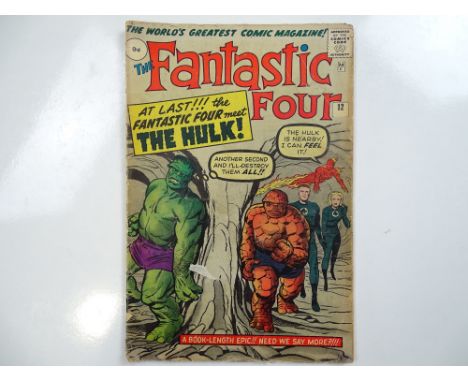 FANTASTIC FOUR #12 - (1963 - MARVEL - UK Price Variant) - KEY Silver Age Issue - First meeting of Fantastic Four and the Hulk