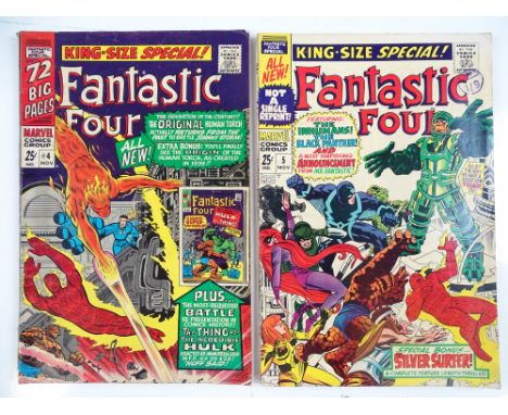 FANTASTIC FOUR: KING-SIZE SPECIAL (ANNUAL) #4 &amp; 5 - (2 in Lot) - (1966/67 - MARVEL - UK Cover Price) - Run includes First