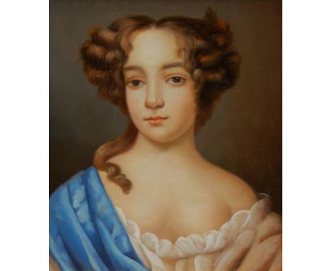 20thC Continental School.  Head and shoulders portrait of a young woman, oil on board, 24cm x 20cm