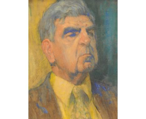 Bernard Tozer Pike (1908-1996).  Head and shoulders portrait, oil on board, initialled, 43.5cm x 34cm