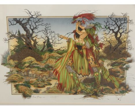 Graham Illingworth.  Forest flame, artist signed limited edition coloured print 180/295, 56cm x 77cm