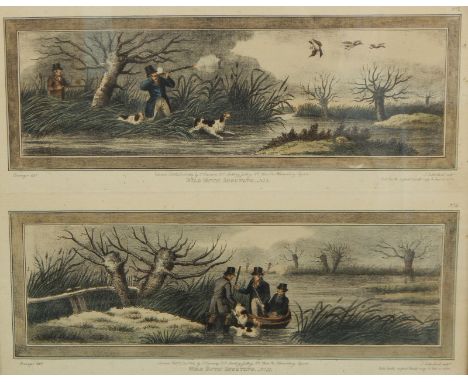 After James Barenger.  A set of four shooting prints, Wild Duck Shooting no. 1,2,3,4, published C Random, 23cm x 49cm, contai
