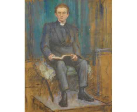Bernard Tozer Pike (1908-1996).  Full length portrait, oil on board, 45.5cm x 35.5cm
