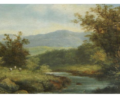 R Marshall (19thC).  River landscape, oil on canvas, signed, 23.5cm x 28.5cm