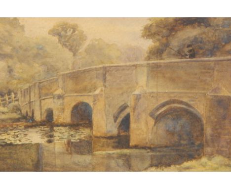 George R Storey (19th/20thC).  River bridge, watercolour, signed and dated 1932, 22cm x 30cm, and another, unsigned