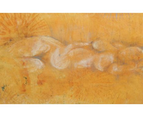 Vicki Ely (20thC).  Life drawing (with compass print), multi-media, 48cm x 69.5cm