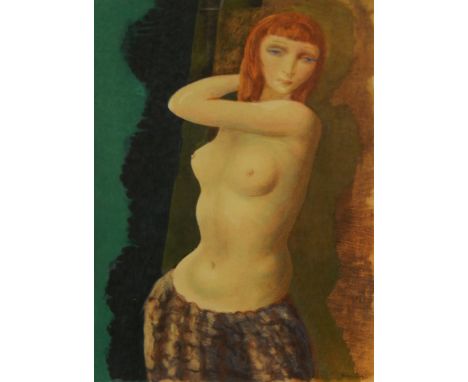 After Moise Kisling.  Nude study, coloured print, 28cm x 19.5cm