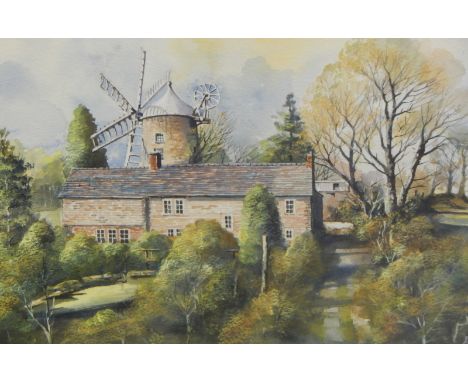 A R Potter.  Farmhouse, windmill, watercolour, signed and dated (20)02, 25cm x 35cm