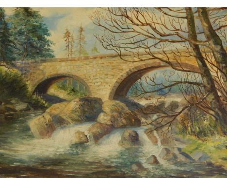 S R Knowles (20thC).  Rainstorm over Snowdon from Pont-y-Garth, oil on board, signed and titled, 24.5cm x 32.5cm, and three o