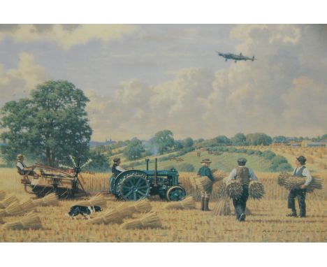 Robin Wheeldon (b.1945) Wartime Harvest, Waddington Lincolnshire, artist signed limited edition coloured print 115/750, 34cm 