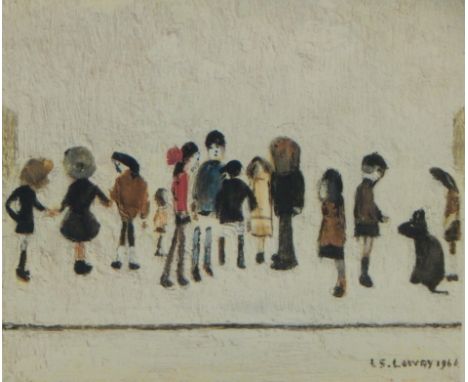 Laurence Stephen Lowry (1887-1976). Group of children, artist signed coloured print, 20.5cm x 20.5cm