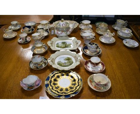 Collection of 19th Century English and other cups and saucers and other tableware   Condition: 