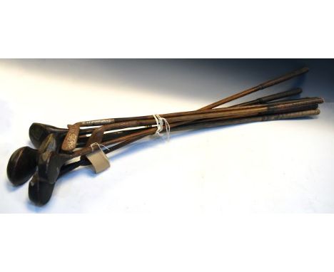 Collection of nine vintage hickory shafted and other golf clubs   Condition: 