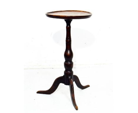 19th Century mahogany circular topped wine table, turned pillar and tripod base   Condition: 