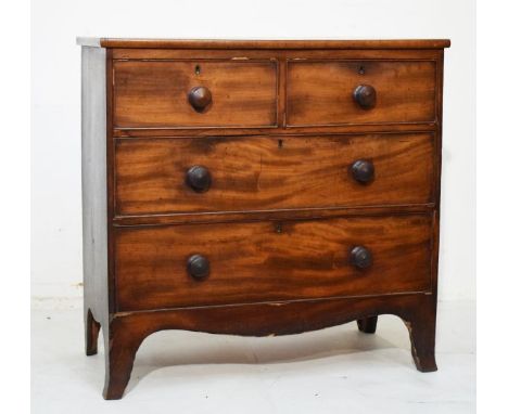 19th Century mahogany chest of two short and two long drawers on bracket feet   Condition: 