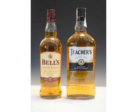 Wines & Spirits - 1 litre bottle of Teachers Scotch whisky together with a 75cl bottle of 8 year Bell's Finest Old  scotch wh