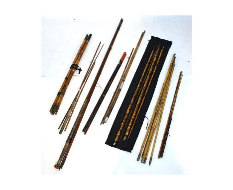 Collection of vintage bamboo fishing rods   Condition: 