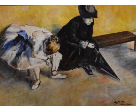 Blanche Pople (and Mick Colgan) - Oil on board - An Art Deco Café Scene, after Edward Hopper, together with another depicting