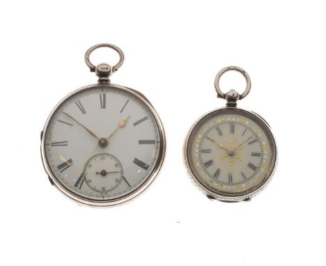 Gentleman's silver cased key wind pocket watch, the white enamel dial with Roman numerals and subsidiary seconds dial, togeth