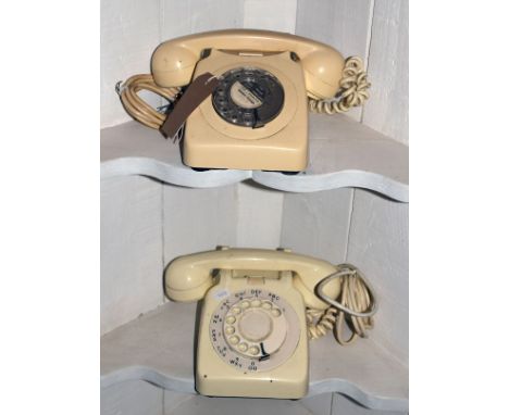 Two vintage cream plastic cased dial telephones   Condition: 