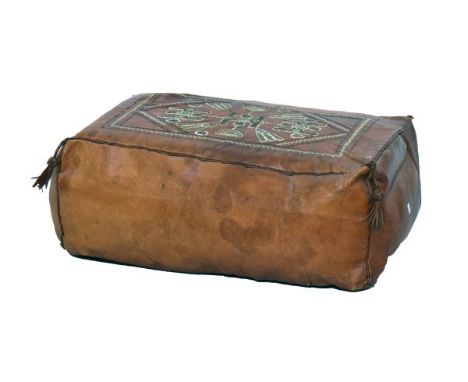Vintage African leather pouffe   Condition: 