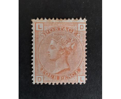 1873-80 SG152 4d vermillion pl15, WMK large garter clearly visible, some light toning on top perfs. Cat £3,000. 