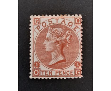 1867-80 QV SG112 10d red-brown. LMM example with very light toning spots on top perfs. Cat £3,500.