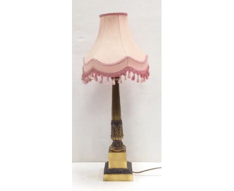 Corinthian Column Brass Table Lamp & Shade