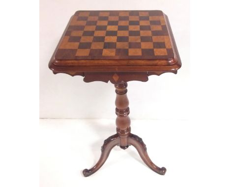 19th Century Mah & Rosewood Chess Top Side Table