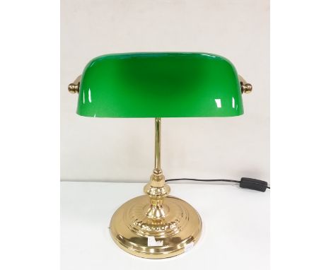 Brass Bankers Lamp Green Shade