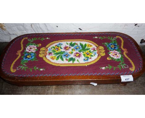 Victorian burr walnut beadwork and tapestry stand