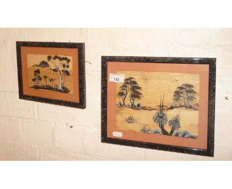 Two Australian Aboriginal paintings on bark
