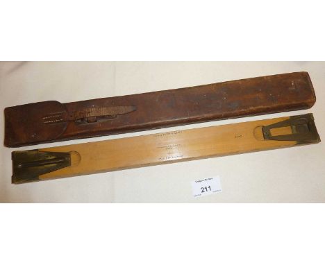 1915 pre-WW1 Aston &amp; Mander Vernier sight rule or Alidade in leather case. Marked with military broad arrow, and approx. 