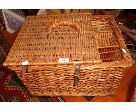 Wickerwork hamper with section for wine bottles