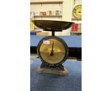 Vintage Salter brass faced family scales, model number 45