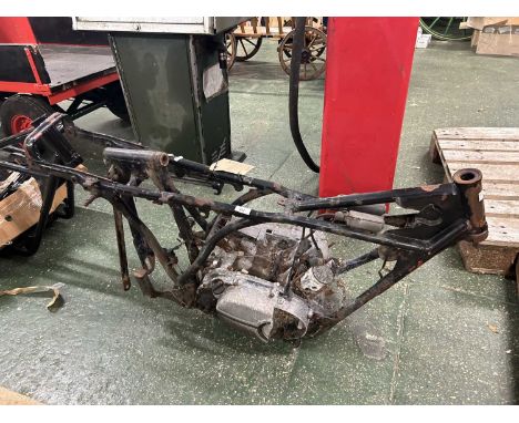 A Yamaha R5 motorbike frame and engine, for restoration