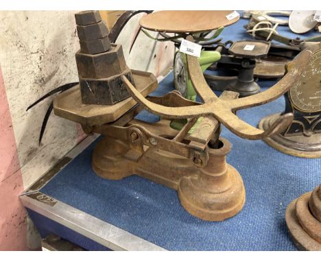 Vintage iron scales and weights
