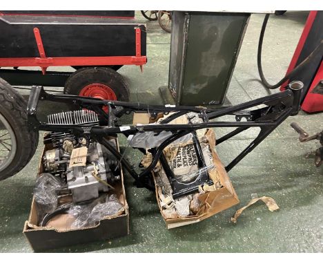 A Yamaha R5 motorbike frame and engine, for restoration