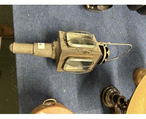 Vintage galvanised metal coach lamp marked 'Raydyot Patent'