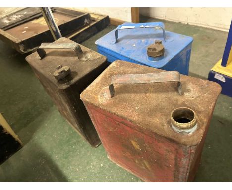 Three vintage fuel cans to include Shellmex