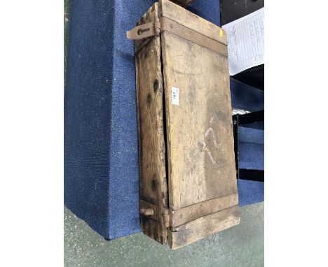 Small metal bound wooden toolbox